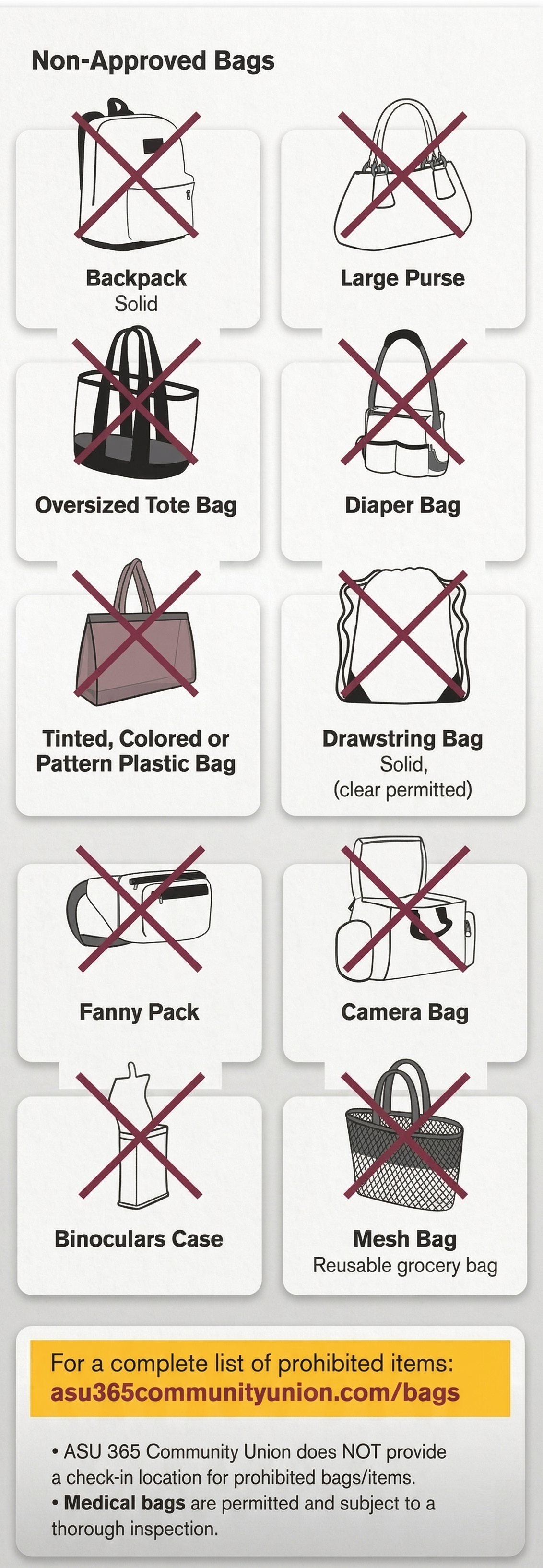 ASU Bag Policy | ASU 365 Community Union